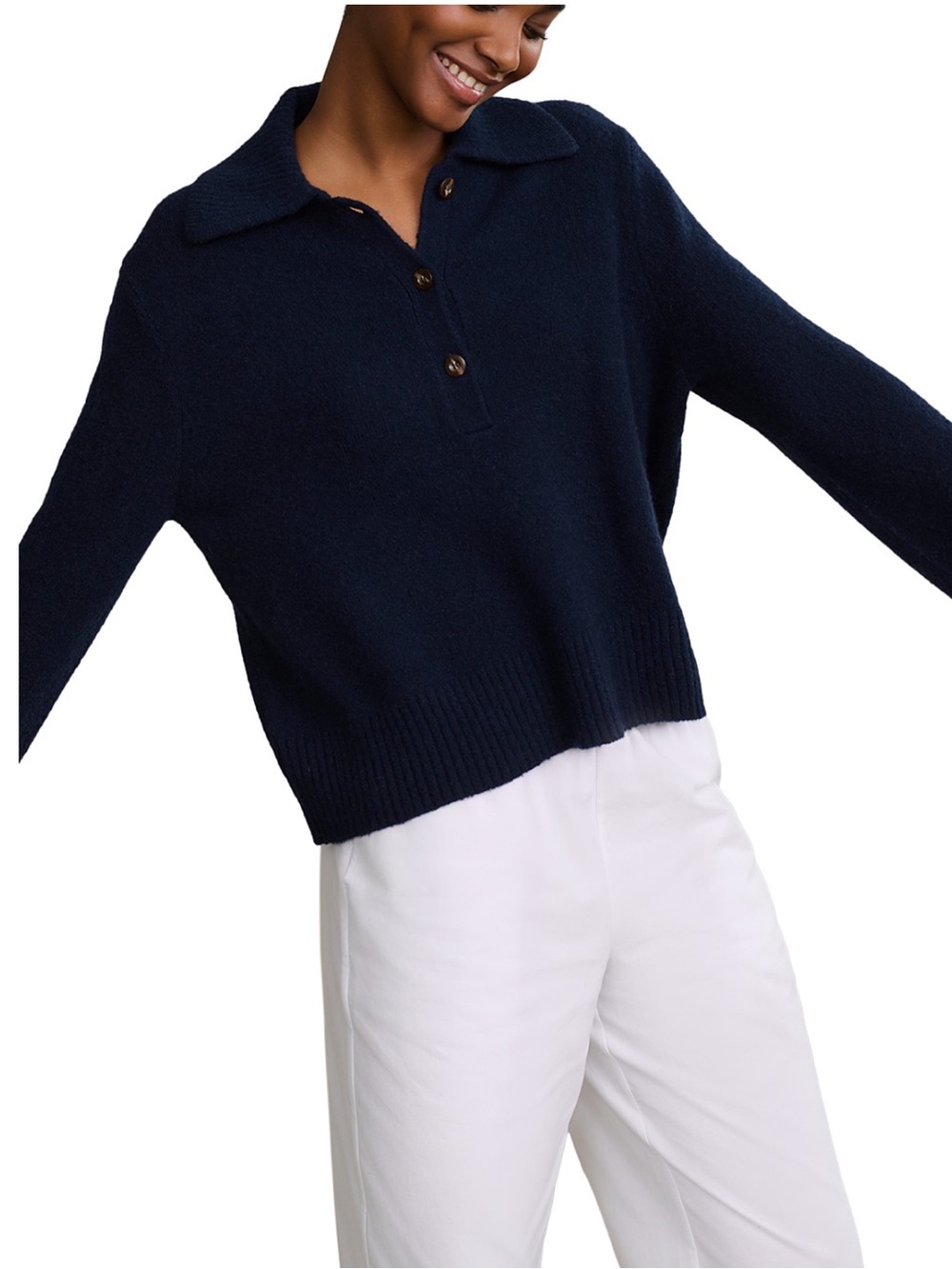 Jenni Kayne cashmere Stevie polo navy S - Picture 3 of 4